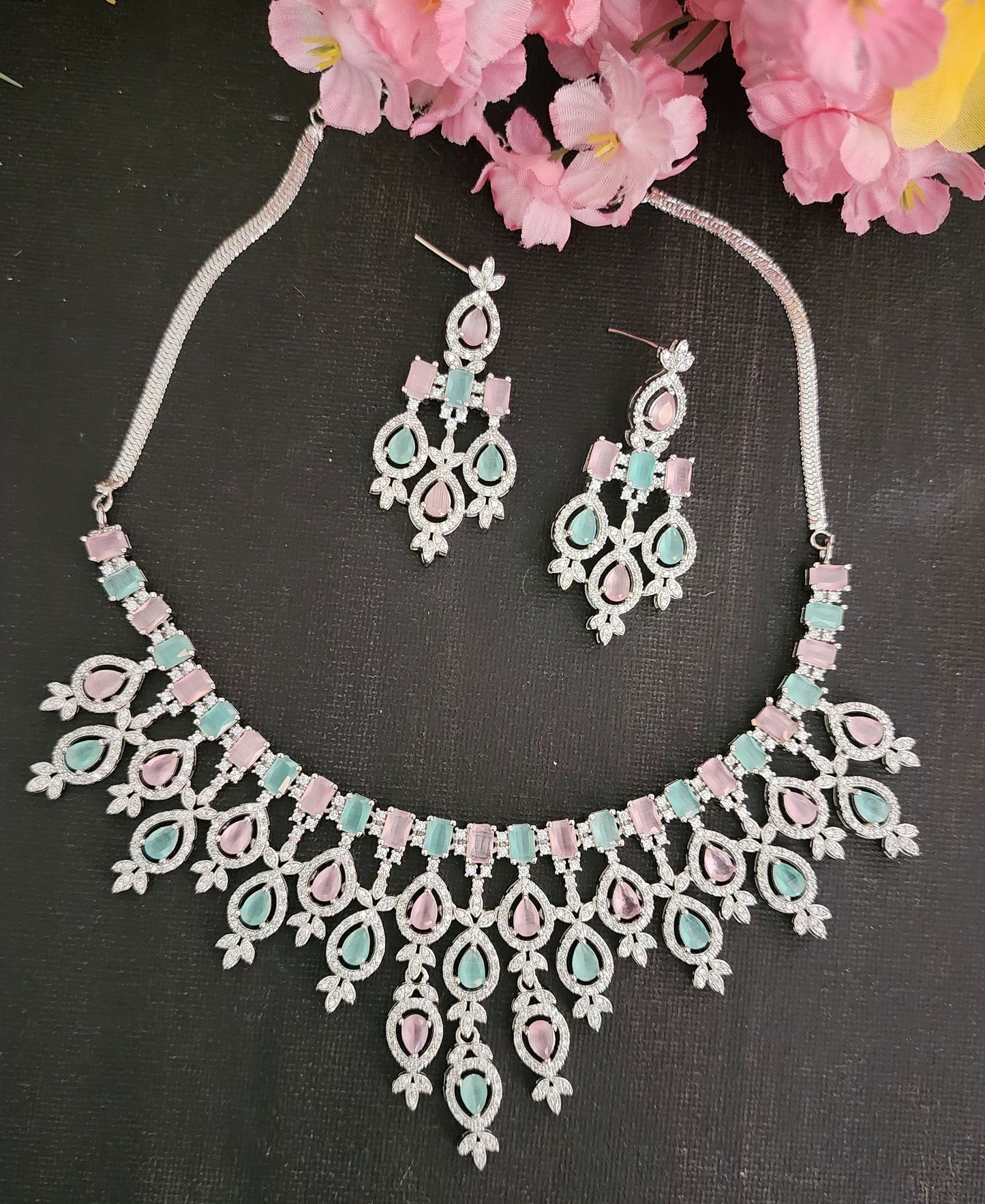 Gorgeous premium CZ AD Necklace and Earrings sets