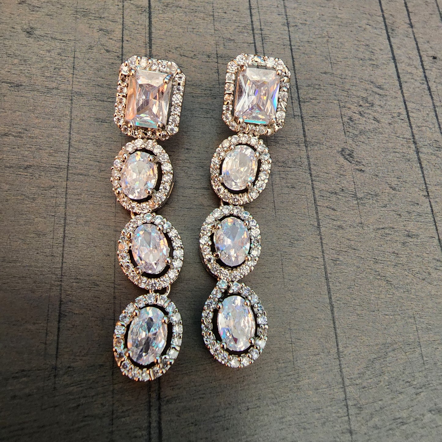 Two Layered American Diamond Necklace and Earrings
