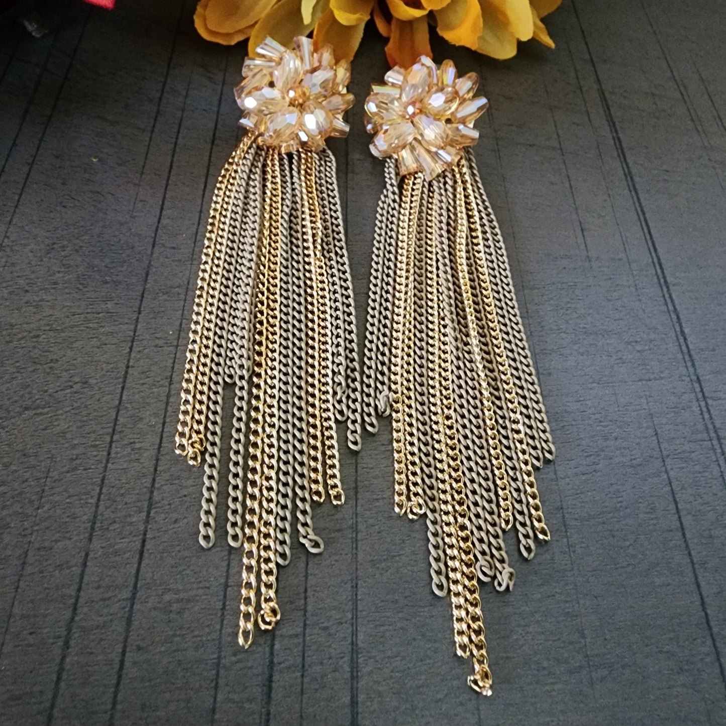 Handmade Crystal Beads Statement Earrings