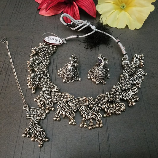 Mahika Oxidise earrings and Tika set
