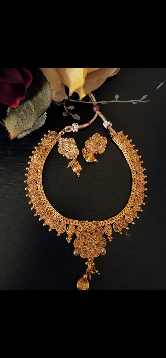 Gold Plated Necklace and Earrings