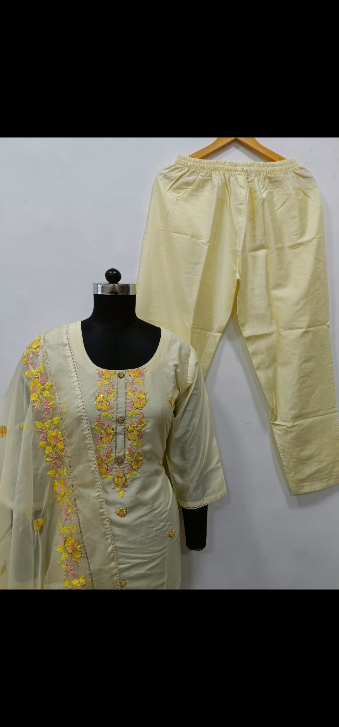 Silk emboidery three pieces kurta set