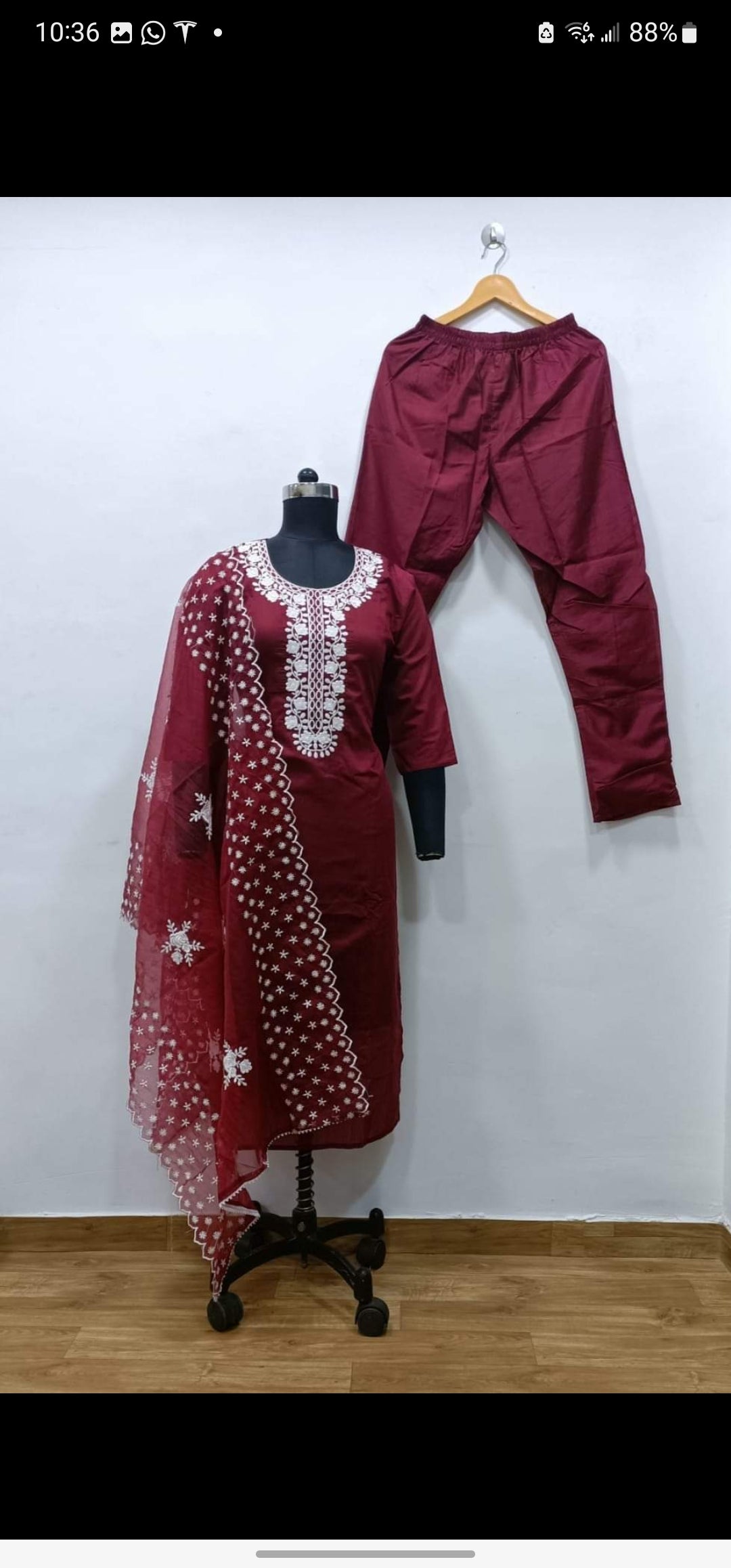 Silk three pieces emboidery kurta set