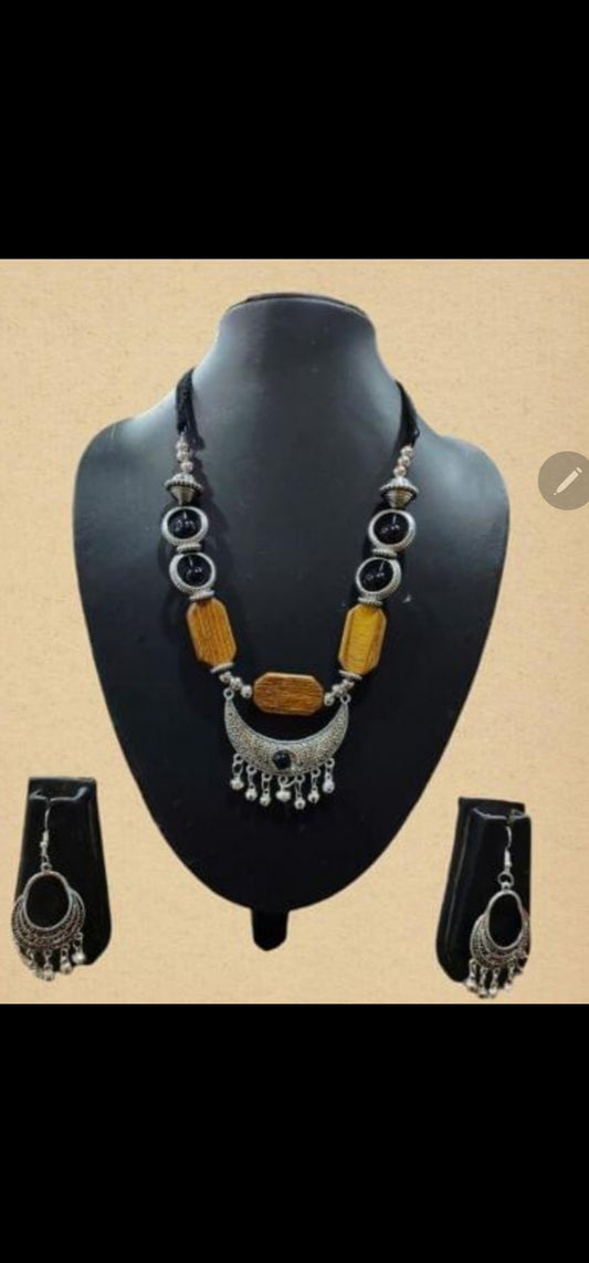 Oxidise Tribal Necklace and Earrings